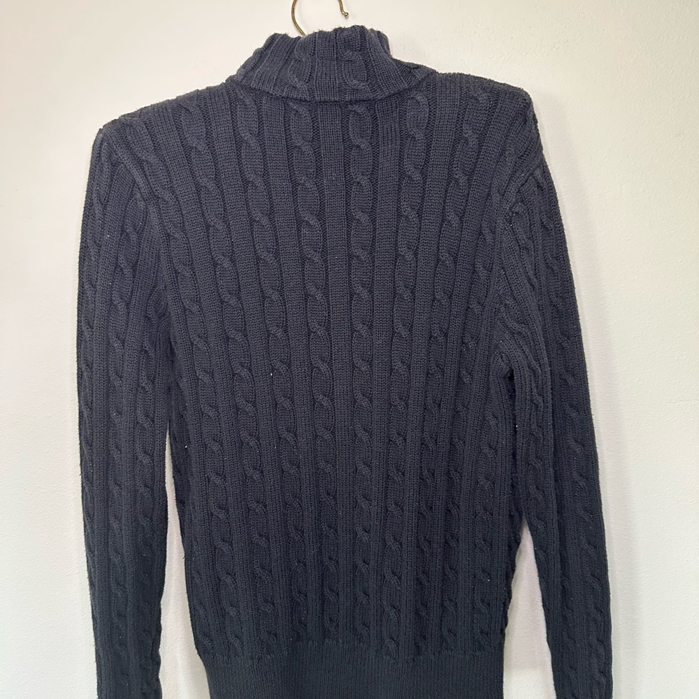Ralph Lauren Black Zip-Up Cable Knit Sweater - Picture 9 of 9